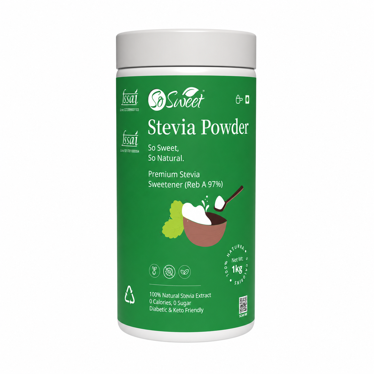 stevia powder sugar free sweetener zero calorie 
