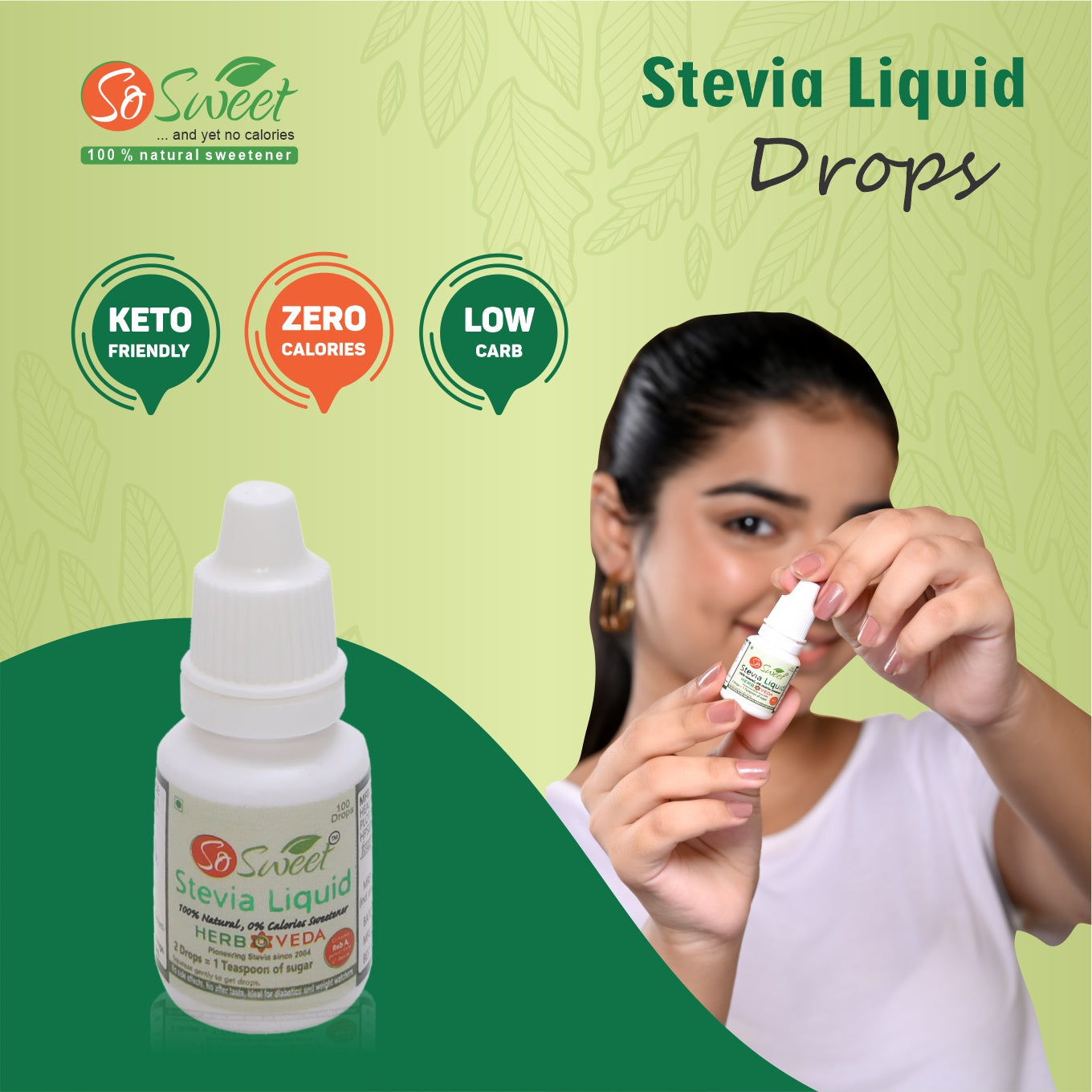 So sweet Stevia Liquid Sugar Free 100 Drops Zero Calorie | Diabetic Friendly