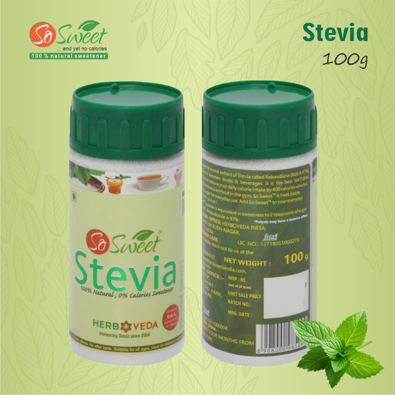 So Sweet Stevia Tablets 300 and Stevia Powder 100g Sugar Free Natural Sweetener