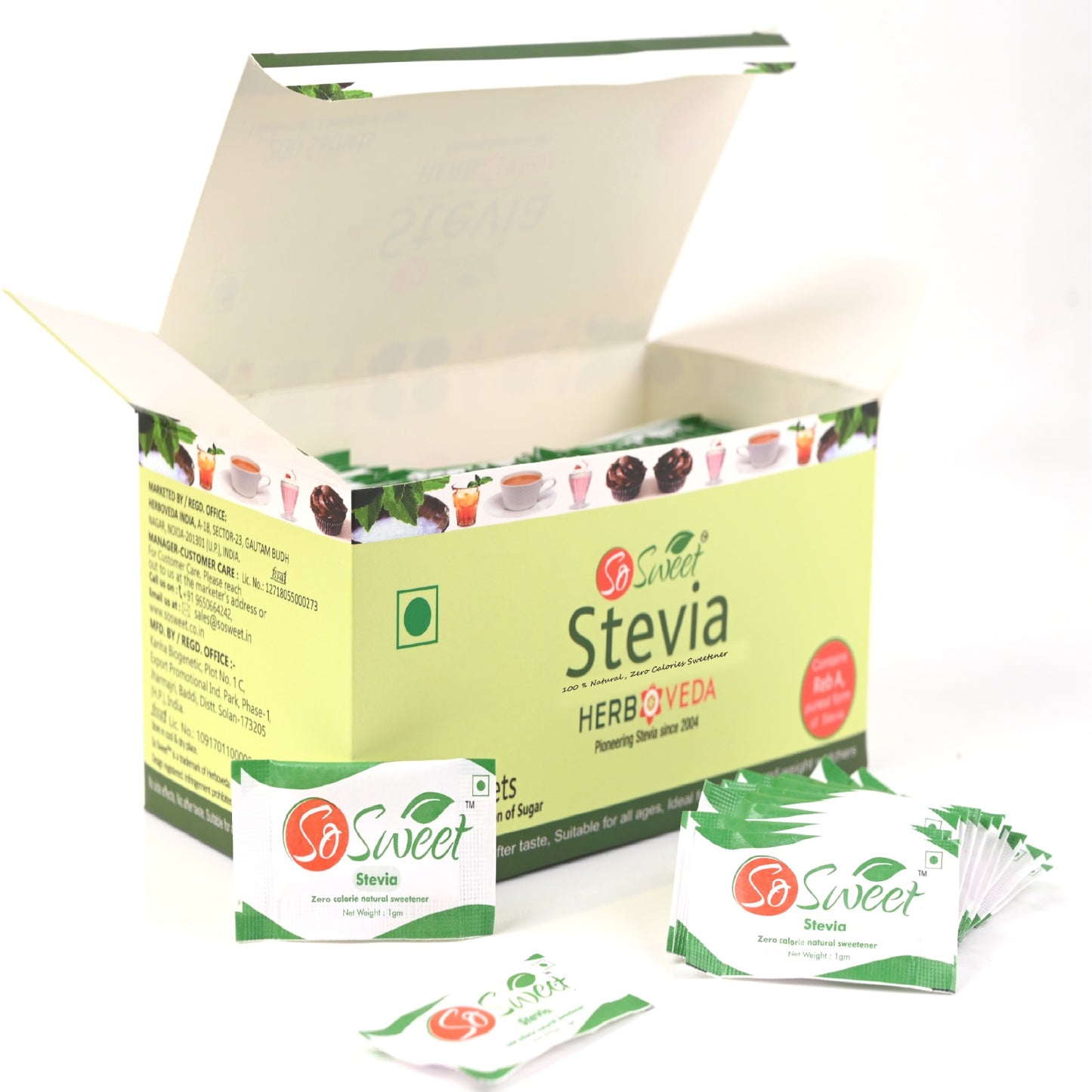 Stevia Sachets Sugar Free Natural Zero Calorie Sweetener 200 Sachets | So Sweet