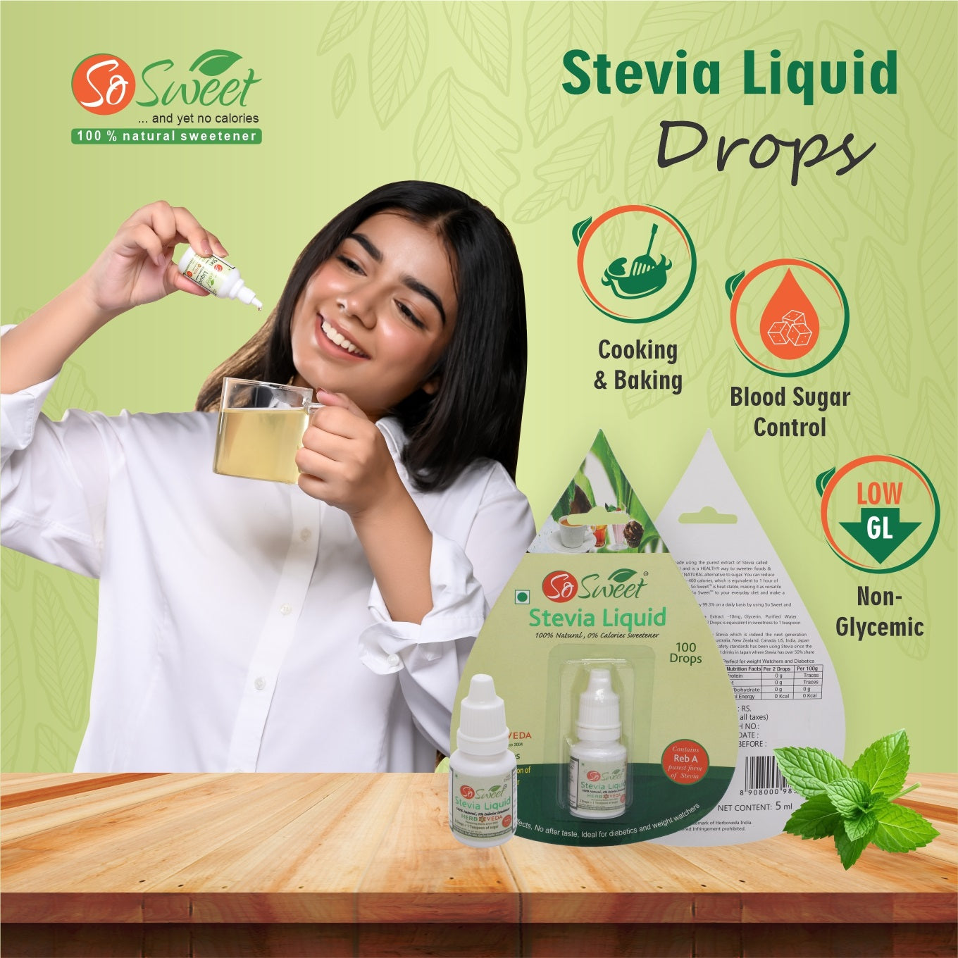 So Sweet Stevia 500 Tablets & Stevia Liquid 5ml 100 Drops Natural Sweetener