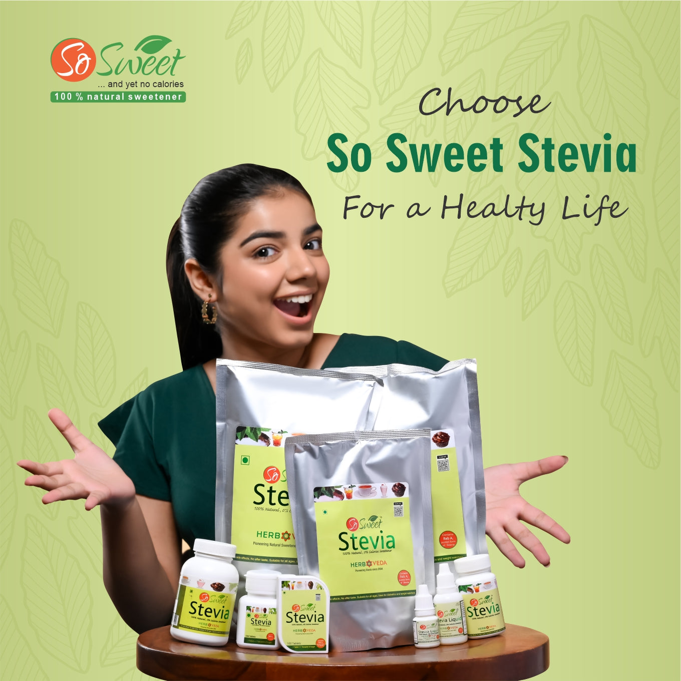 So Sweet Stevia Liquid Sugar Free 100 Drops - 5ml | Zero Calorie | Diabetic Friendly-Pack of 4