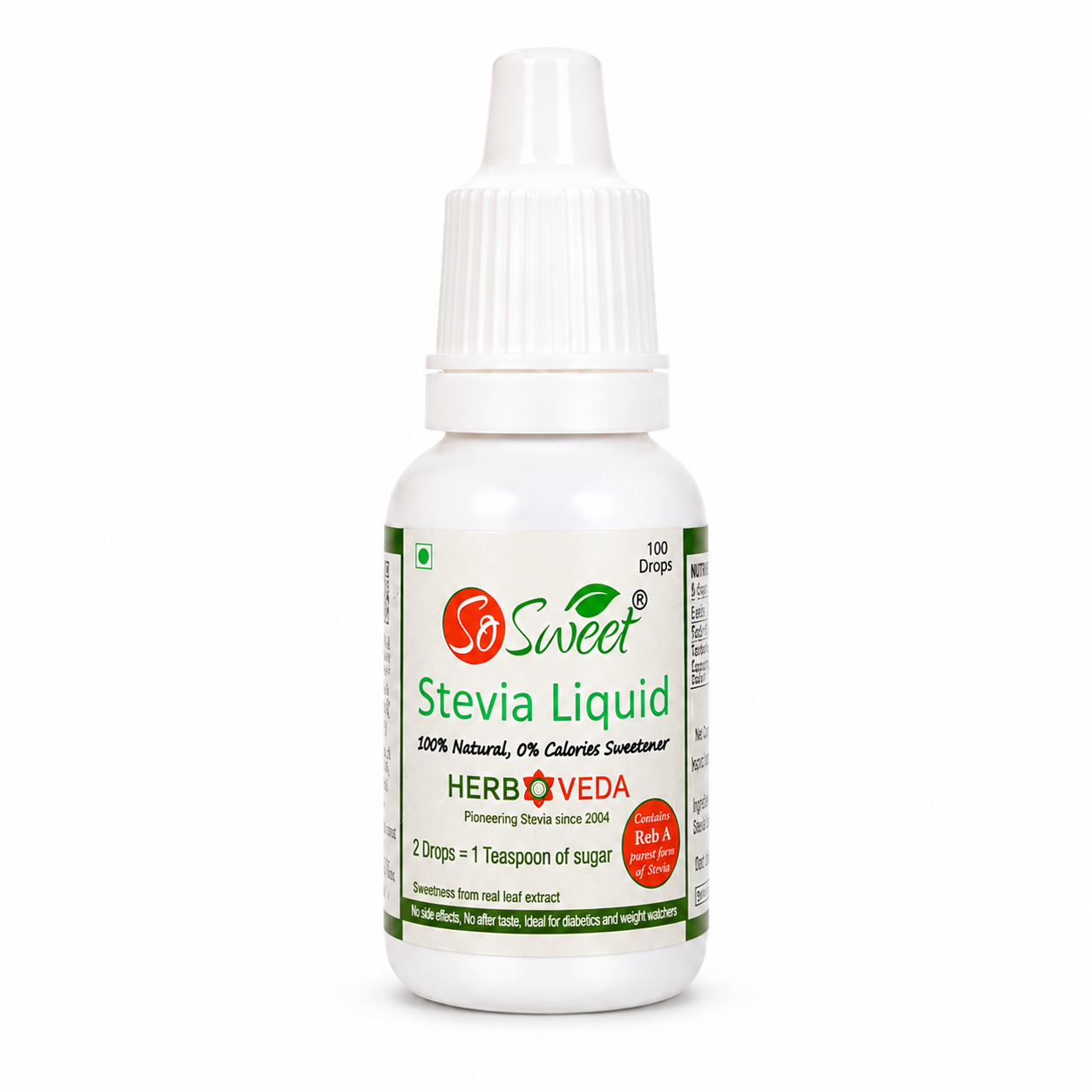 So Sweet Stevia Liquid Sugar Free 100 Drops - 5ml | Zero Calorie | Diabetic Friendly-Pack of 4