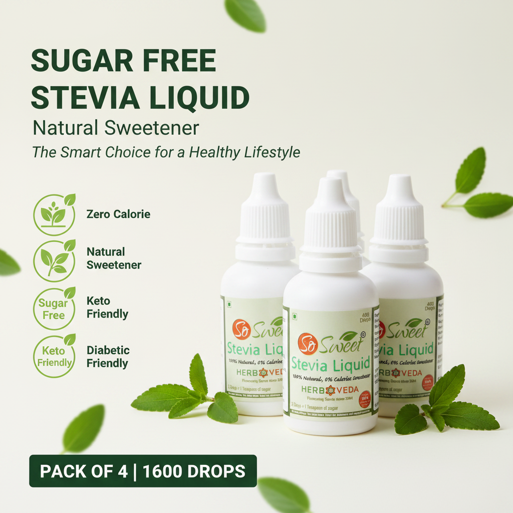 So Sweet Stevia Liquid Sugar Free 100 Drops - 5ml | Zero Calorie | Diabetic Friendly-Pack of 4