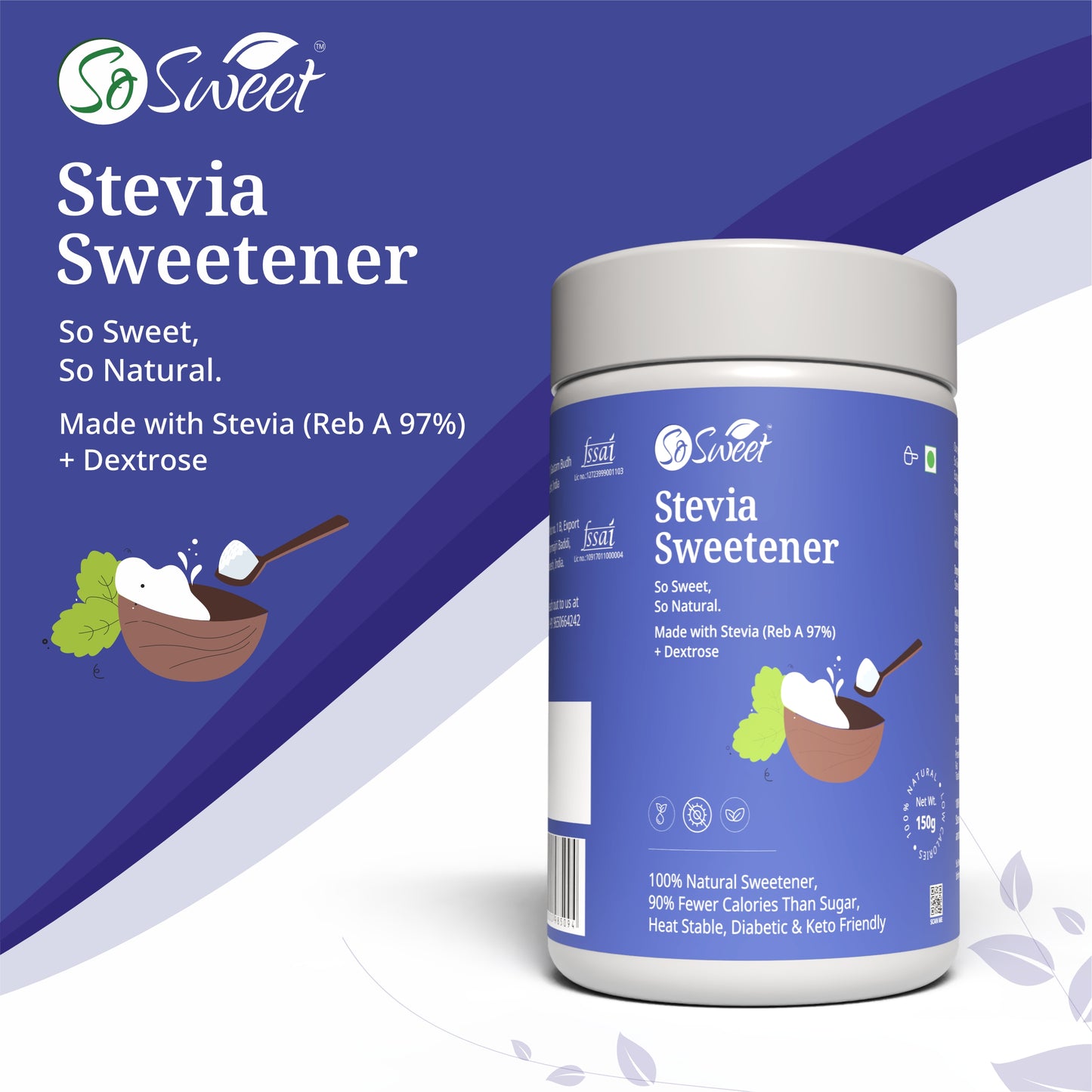 Stevia Sugar Free Sweetener 150gm | Best Diabetes Sugar Alternatives