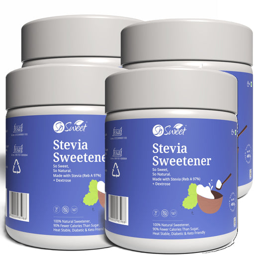 So Sweet Stevia Sugar Free Natural Low Calories Sweetener 100% Natural 400Gm | Diebetic Friendly-Pack of 4