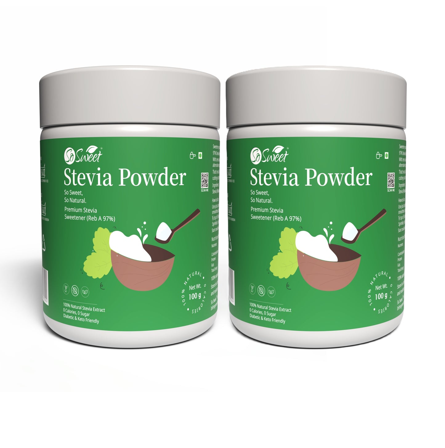 Zero Calorie Stevia Powder | Sugar Free Natural Sweetener-100gm