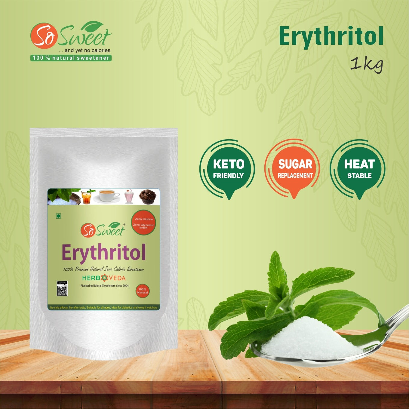 Erythritol Sugar Free Natural Zero Calorie Sweetener - So Sweet