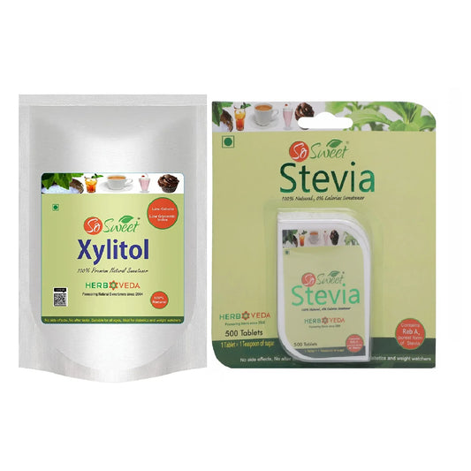Stevia Tablets 500 + Xylitol Powder 250g Sugar Free 100% Natural Sweetener - So Sweet 