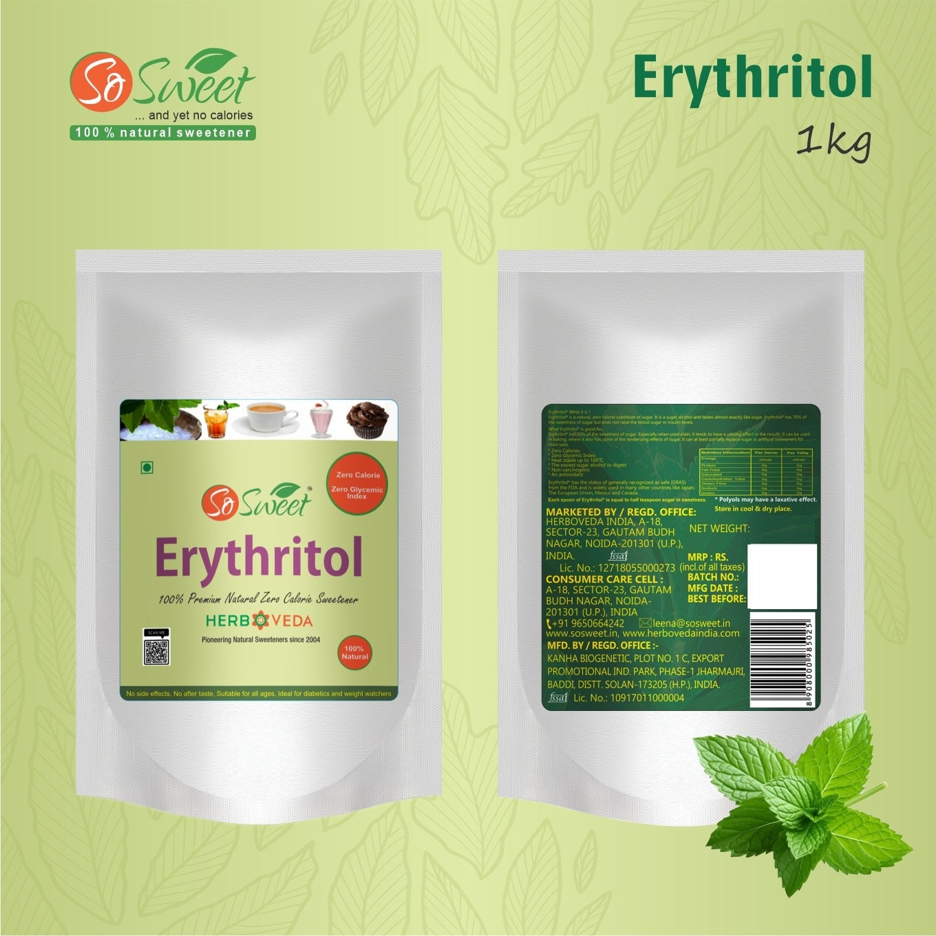 Erythritol Sugar Free Natural Zero Calorie Sweetener-So sweet