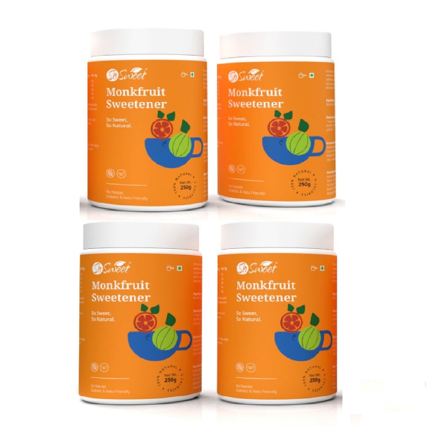 Monk Fruit 100% Natural Zero Calorie Sweetener -250gm -Diabetic & Keto Friendly -So Sweet

