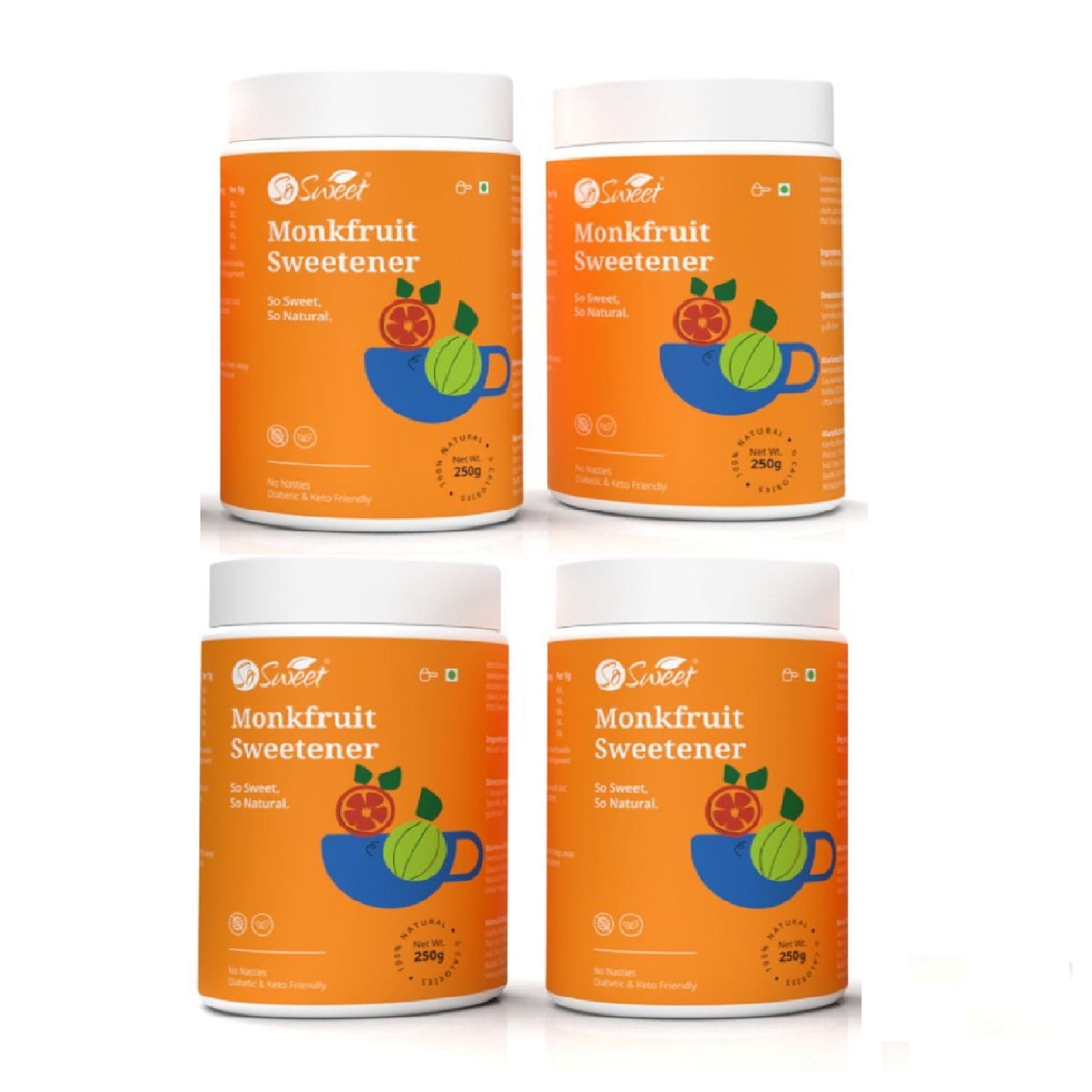 Monk Fruit 100% Natural Zero Calorie Sweetener -250gm -Diabetic & Keto Friendly -So Sweet
