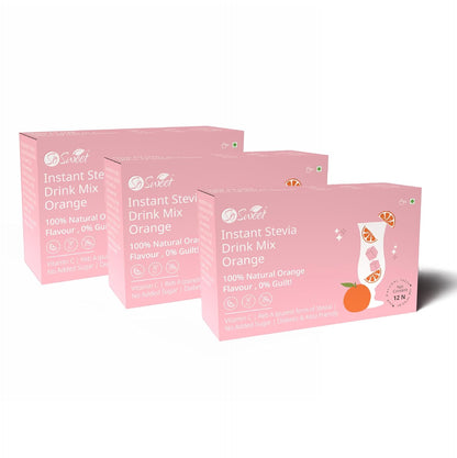 Stevia Orange Instant Drink Mix – 12 Sachets | Sugar Free Zero Calorie -So Sweet 