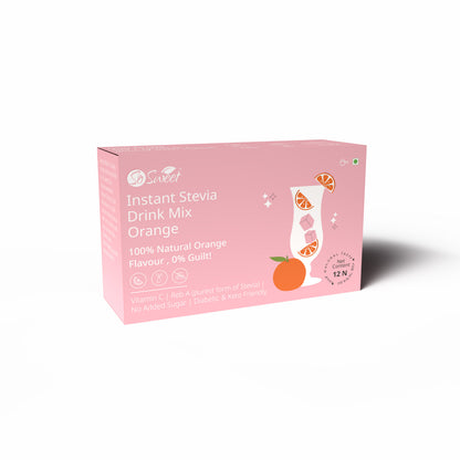 Stevia Sugar Free Instant Orange Drink mix - 12 Sachets- So Sweet