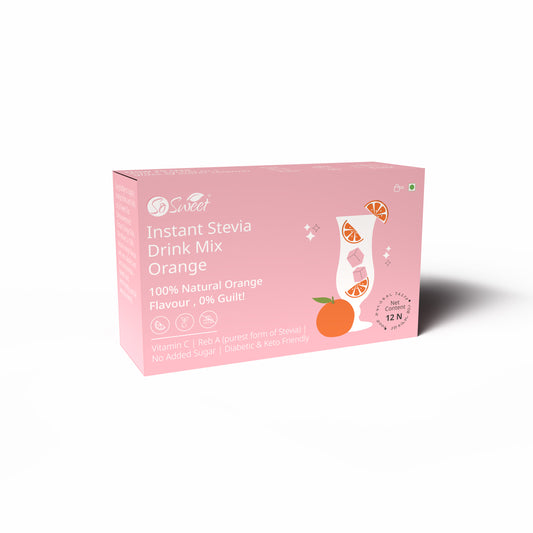 Stevia Sugar Free Instant Orange Drink mix - 12 Sachets- So Sweet