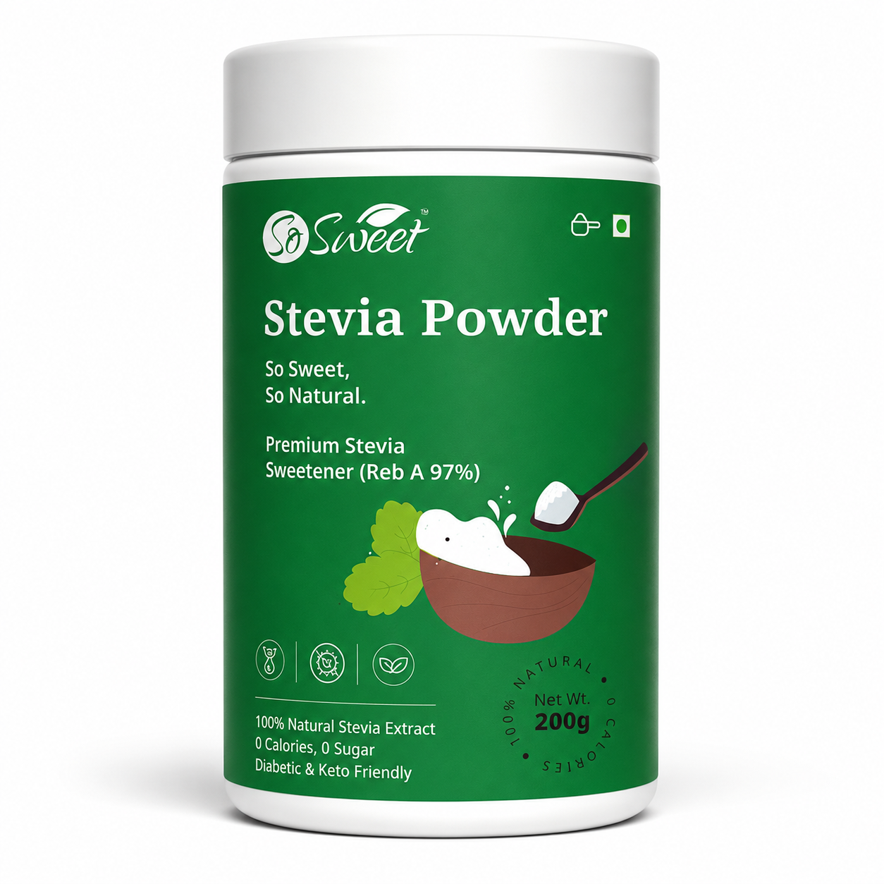So Sweet Stevia Powder 200gm – Zero Calorie Natural Sweetener | Keto & Diabetic Friendly