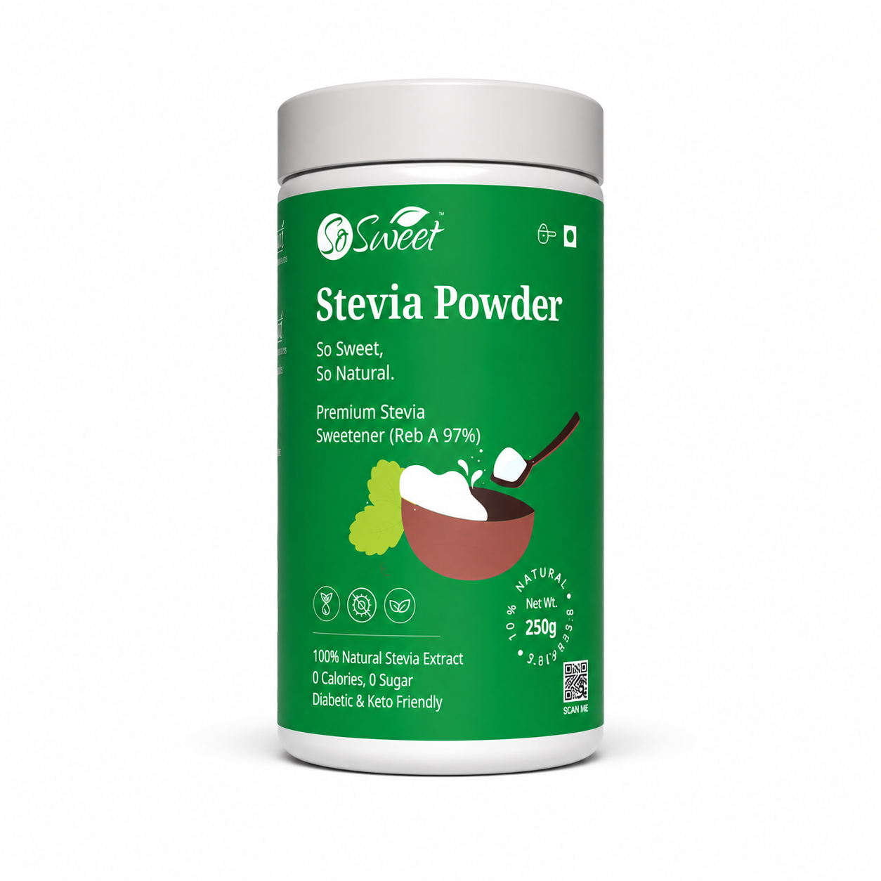 So Sweet Stevia Powder 250gm – Zero Calorie Natural Sugar Free Sweetener