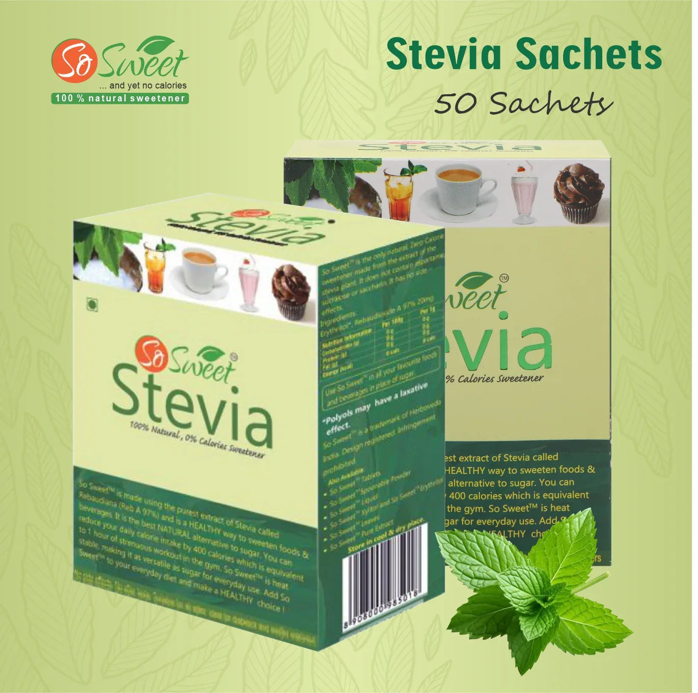 Stevia Sugar Free Natural Sweetener Alternative to sugar - So Sweet