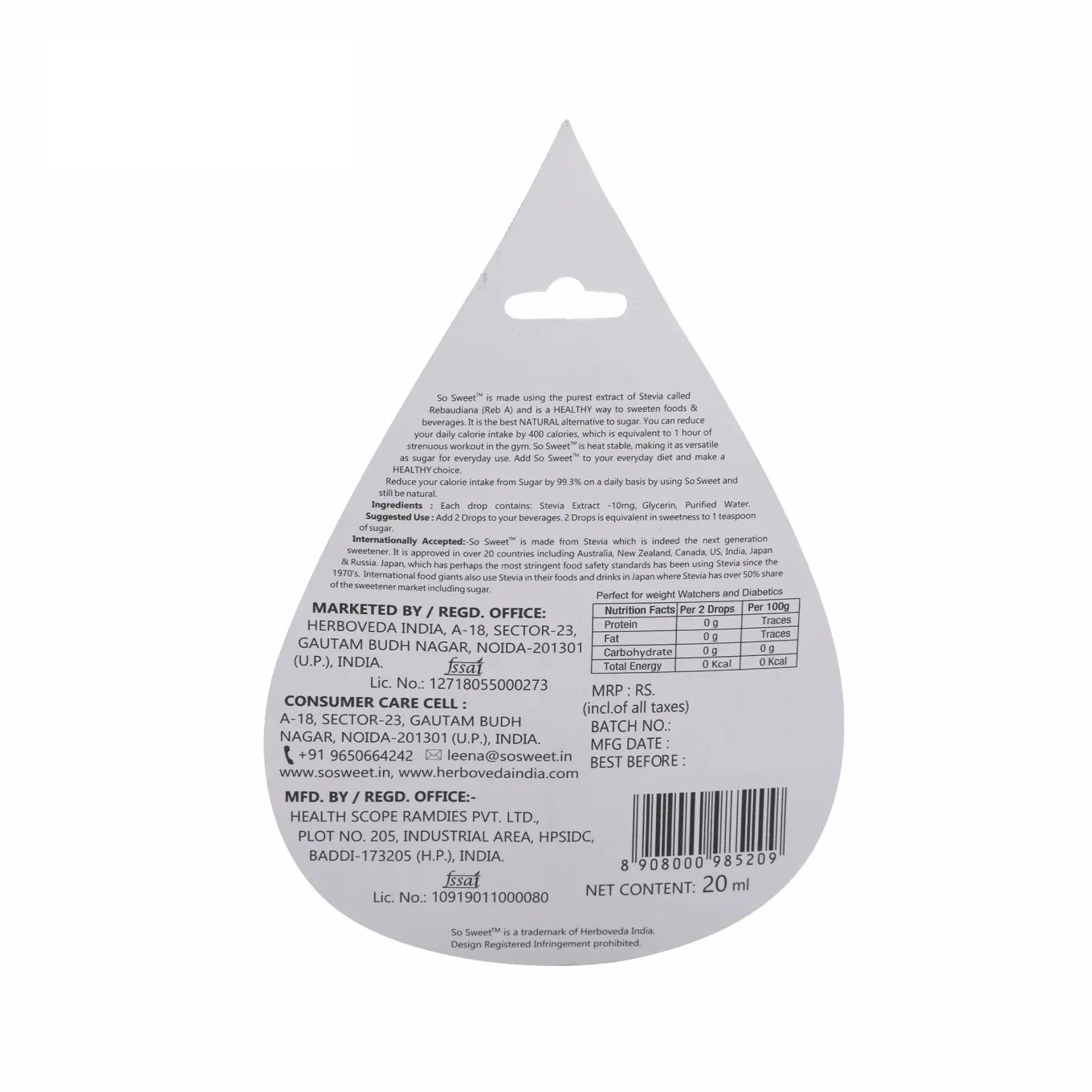  Stevia Sugar Free Natural Sweetener Alternative to Sugar - So Sweet