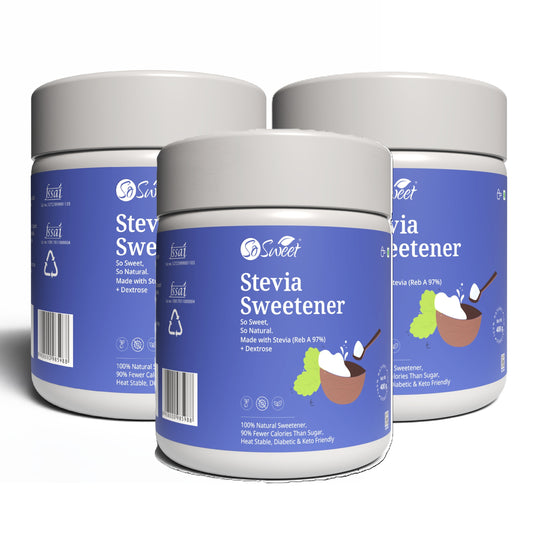 Stevia Sugar Free Natural Low Calories Sweetener 100% Natural 400Gm | Diebetic Friendly Pack of 3-So Sweet