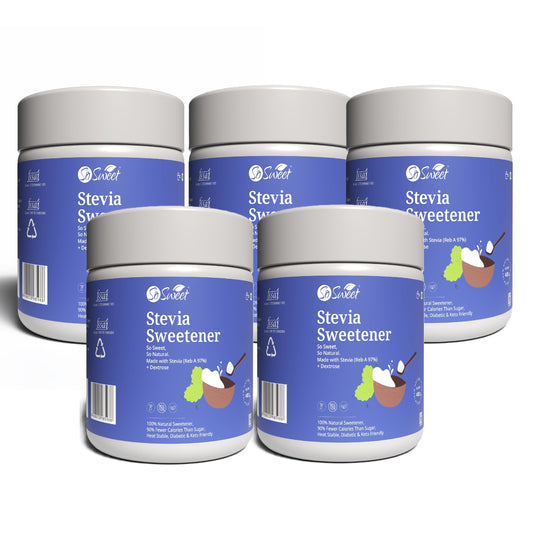 Stevia Sugar Free Natural Low Calories Sweetener 100% Natural 400Gm | Diebetic Friendly  -Pack of 5- So Sweet
