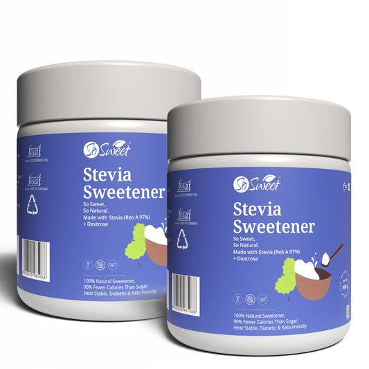 Stevia Sugar Free Natural Low Calories Sweetener 100% Natural 400Gm | Diebetic Friendly Pack of 2-So Sweet
