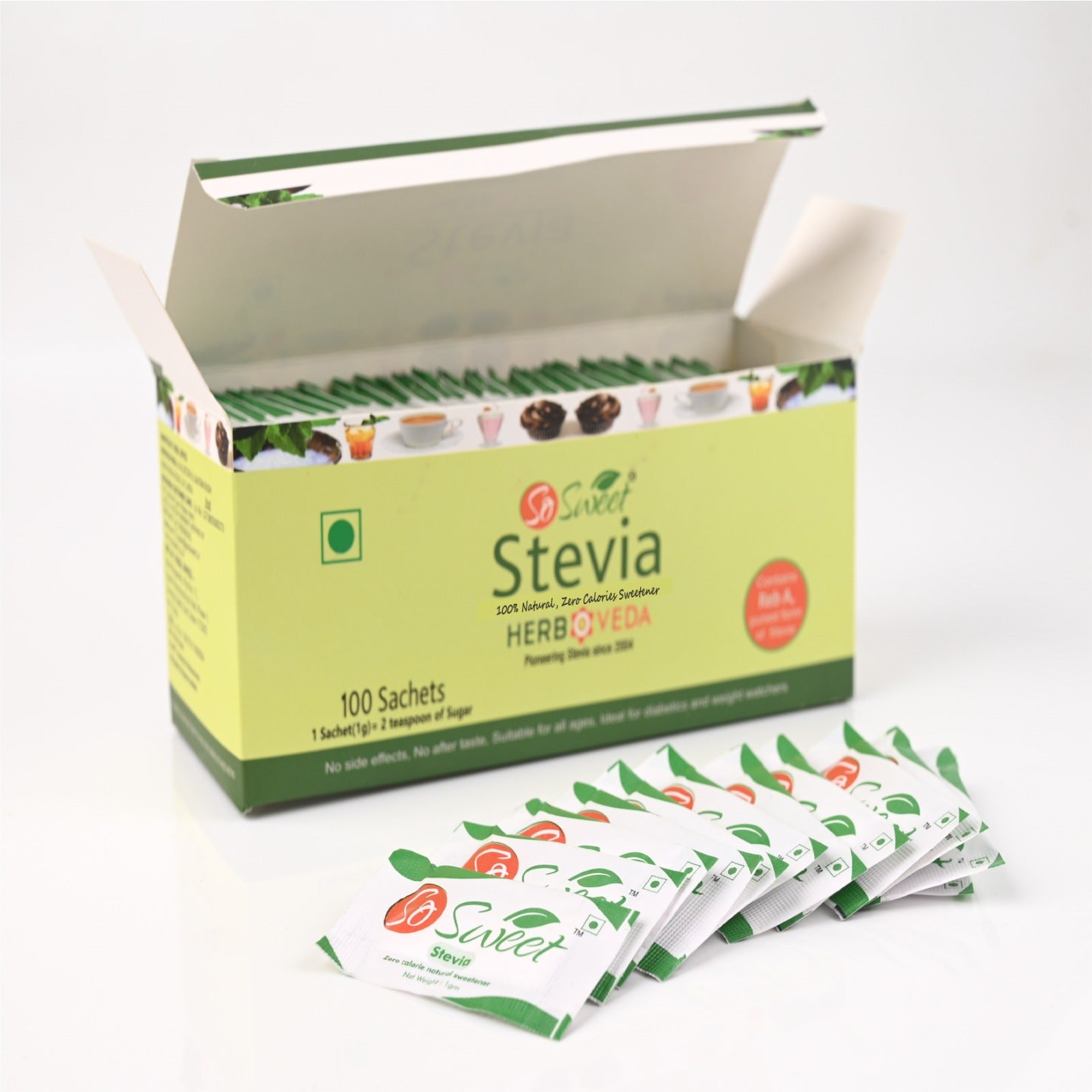 Stevia Sachets 100 Pack – Zero Calorie Natural Sugar Free Sweetener ...