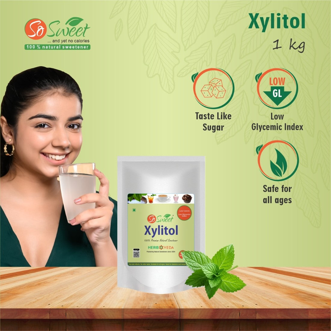 Xylitol Powder Sugar Free Natural Zero Calorie Sweetener -So Sweet