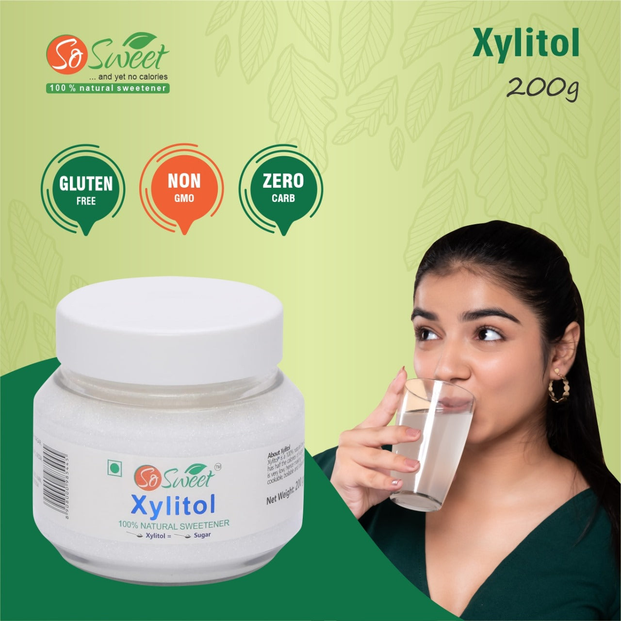 Xylitol Sugar Powder | So Sweet Xylitol Sweetener-200gm - So Sweet