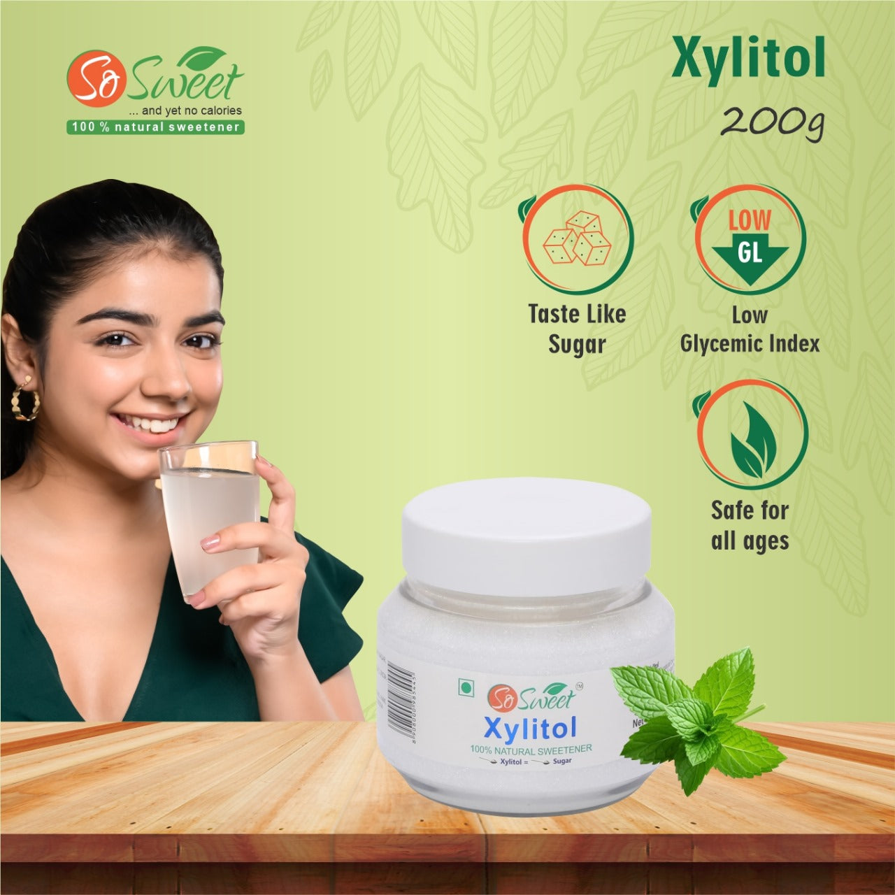 Xylitol Sugar Powder | So Sweet Xylitol Sweetener-200gm- So Sweet