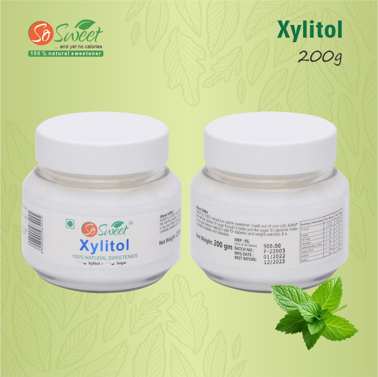 Xylitol Sugar Powder | So Sweet Xylitol Sweetener-200gm- So Sweet