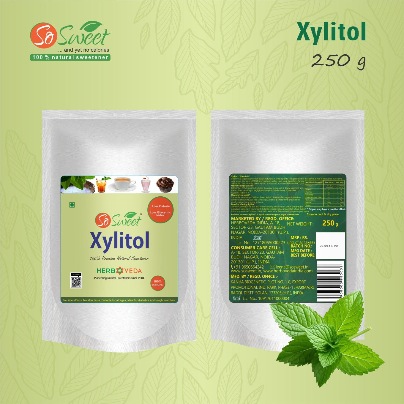 Xylitol Sugar Powder | So Sweet Xylitol Sweetener-250gm- So Sweet