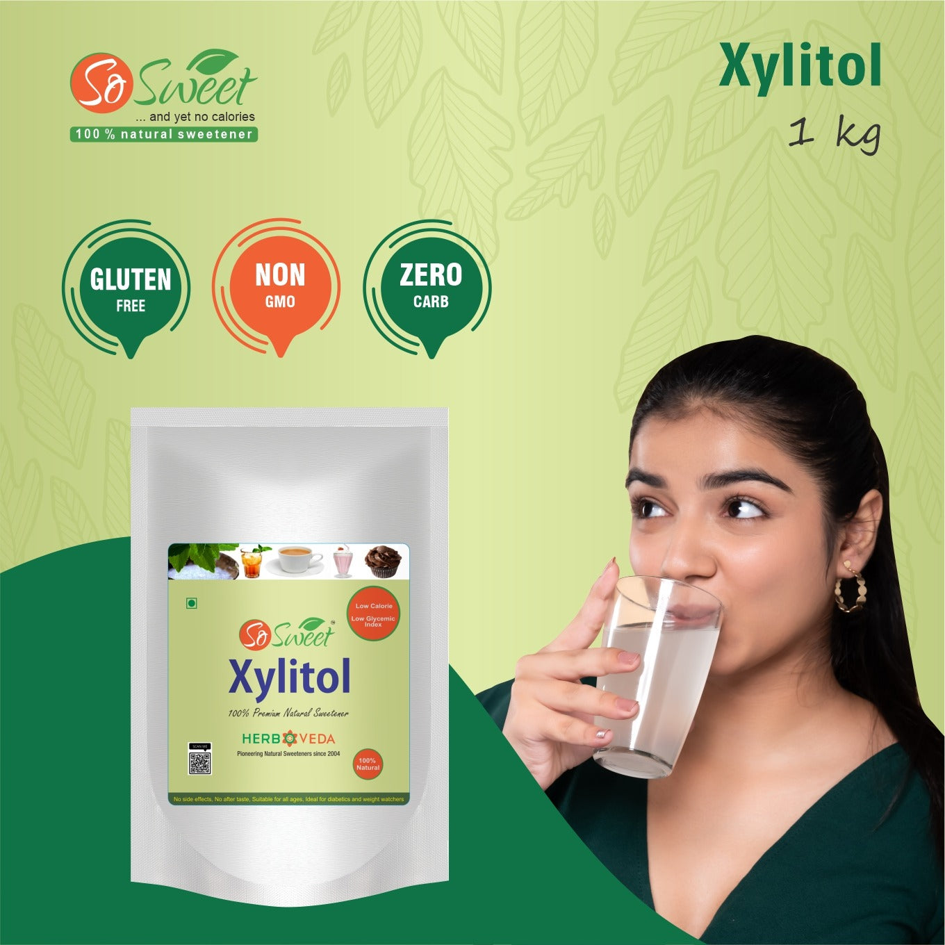 Xylitol 1kg Natural Sweetener Sugar Free For Diabetic Control - So Sweet