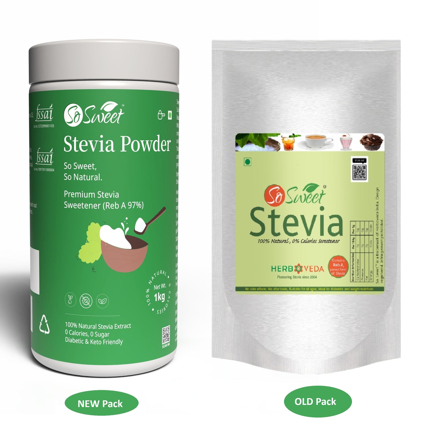 Stevia Powder | Sugar Free100% Natural Sweetener 1kg -Pack of 7-So Sweet