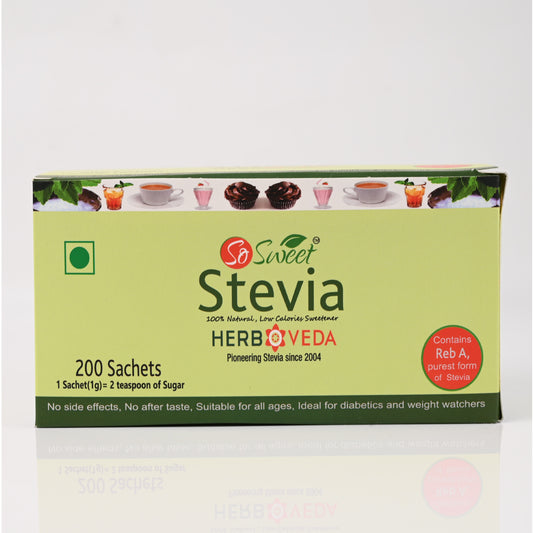 So Sweet Stevia Sachets Sugar Free Natural Low Calorie Sweetener - 200 Sachets