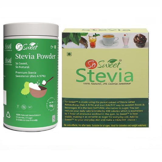 So Sweet Stevia Combo (1kg + 50 Stevia Sachets) Zero Calorie Natural Sweetener