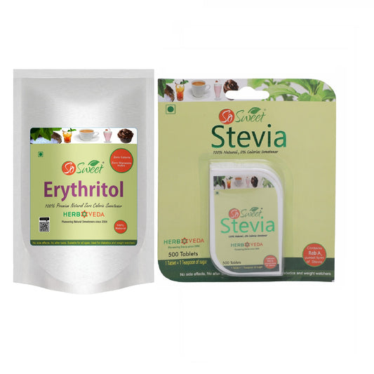 So Sweet Stevia 500 Tablets & Erythritol Powder 250g Natural Sweetener - Sugar Free