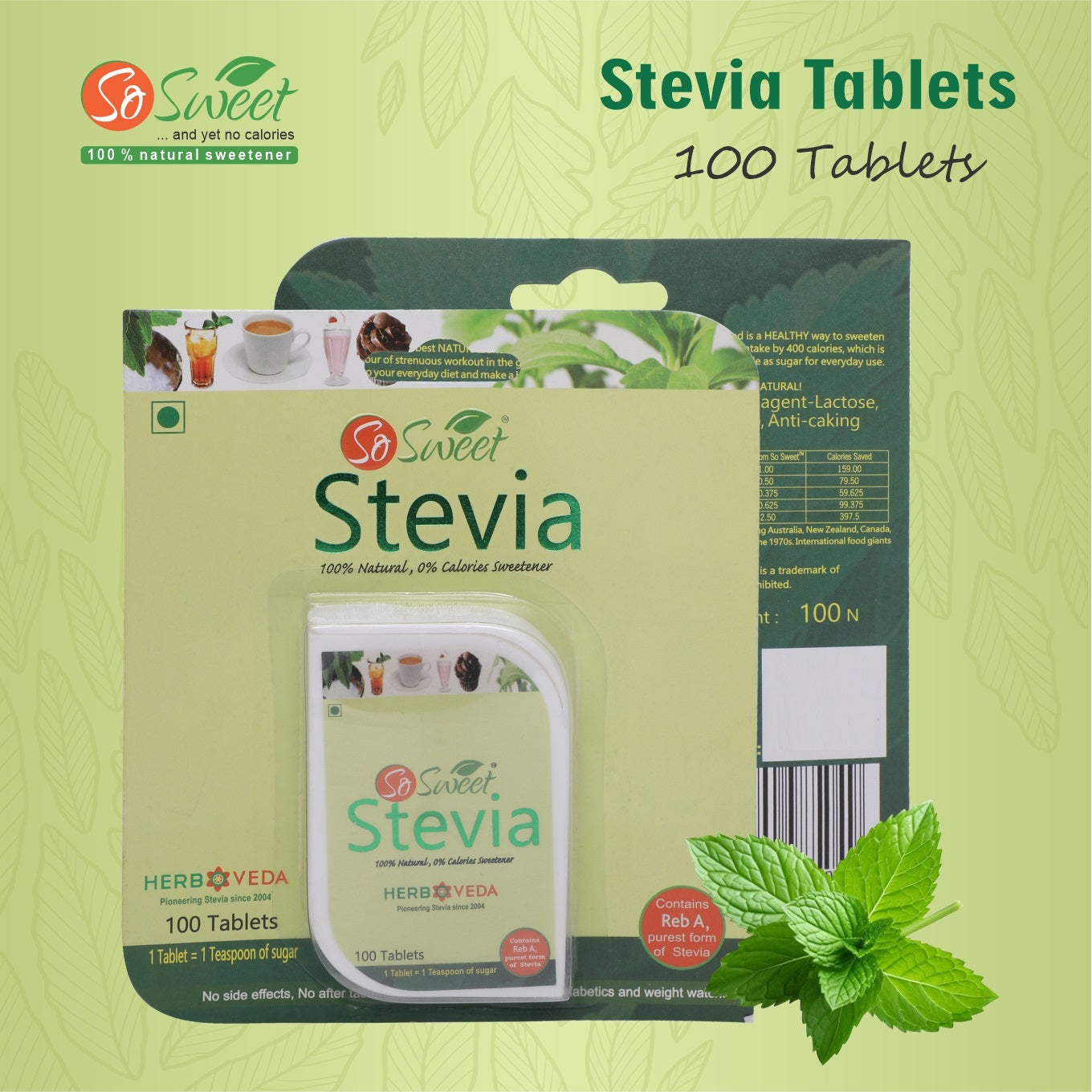 So Sweet Stevia Tablets 300 and Stevia Powder 100g Sugar Free Natural Sweetener