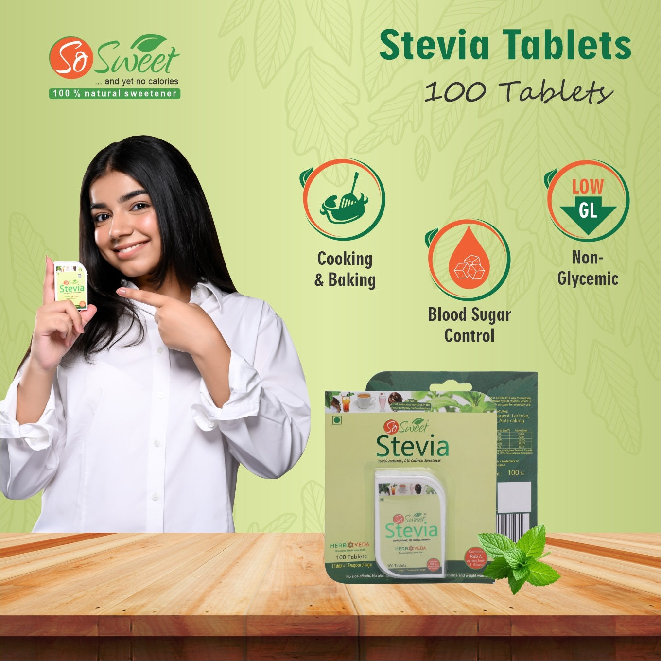 So Sweet Stevia Tablet  100 Sugar Free Natural Zero Calorie Sweeneter