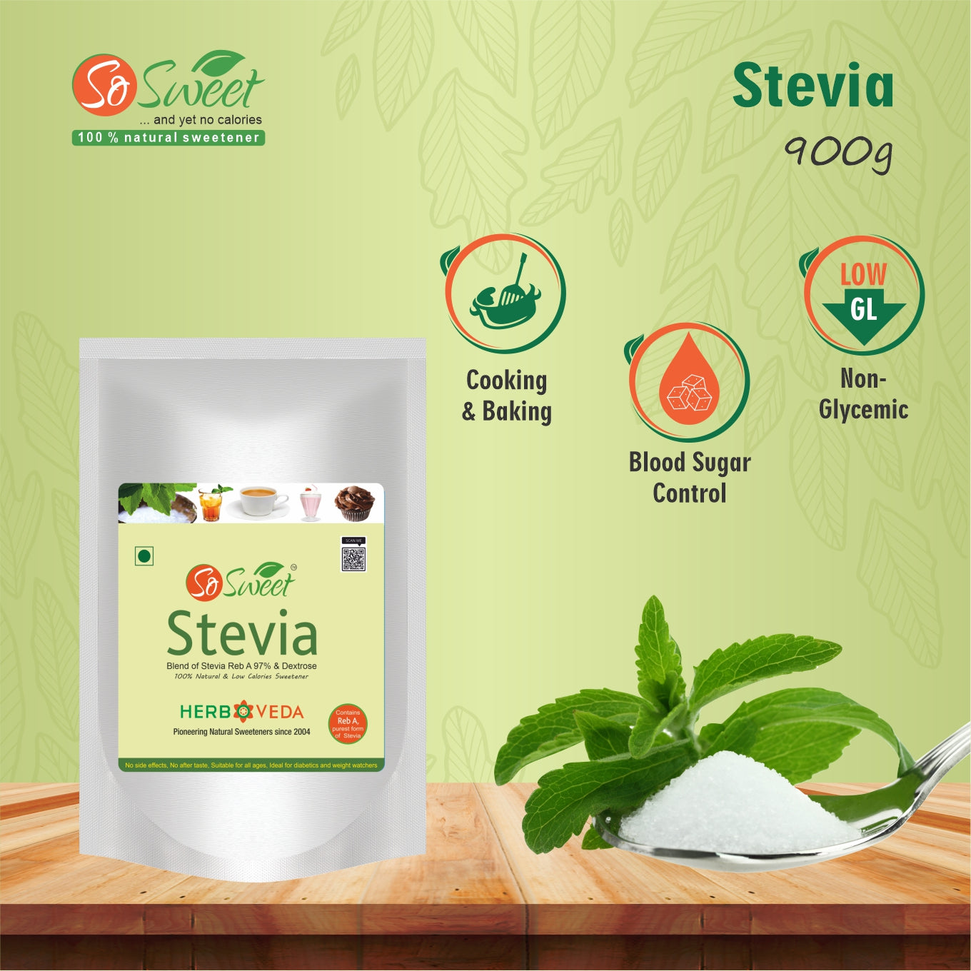 Stevia Powder (900gm): The Ultimate Sugar-Free Sweetener for Healthy Living