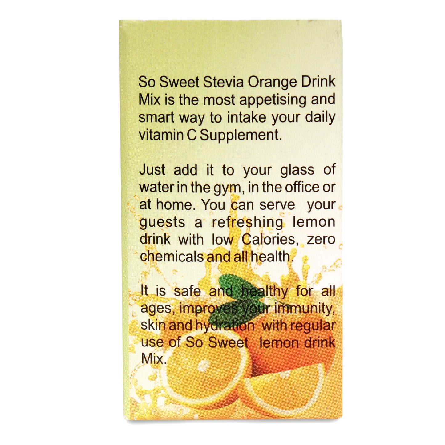 Stevia Sugar Free Instant Orange Drink mix - 12 Sachets