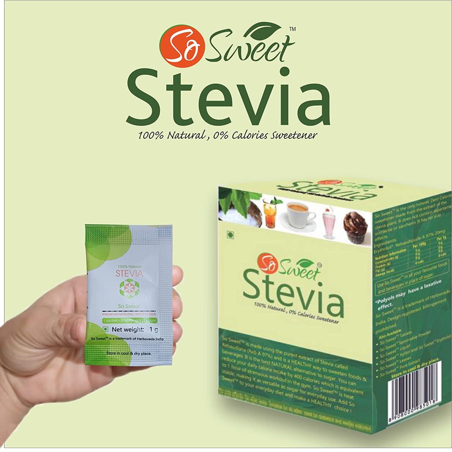 Stevia Sachets Pack of 50 + Liquid Stevia 20 ml