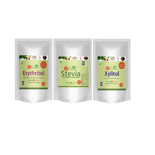 So Sweet Stevia Powder 250gm + Erythritol 250gm + Xylitol 250gm Zero Calorie Sugar Free Sweetener