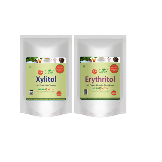 So Sweet Erythritol & Xylitol Sugar Free Natural Sweetener For Diabetes (1Kg Each) (Pack of 2)